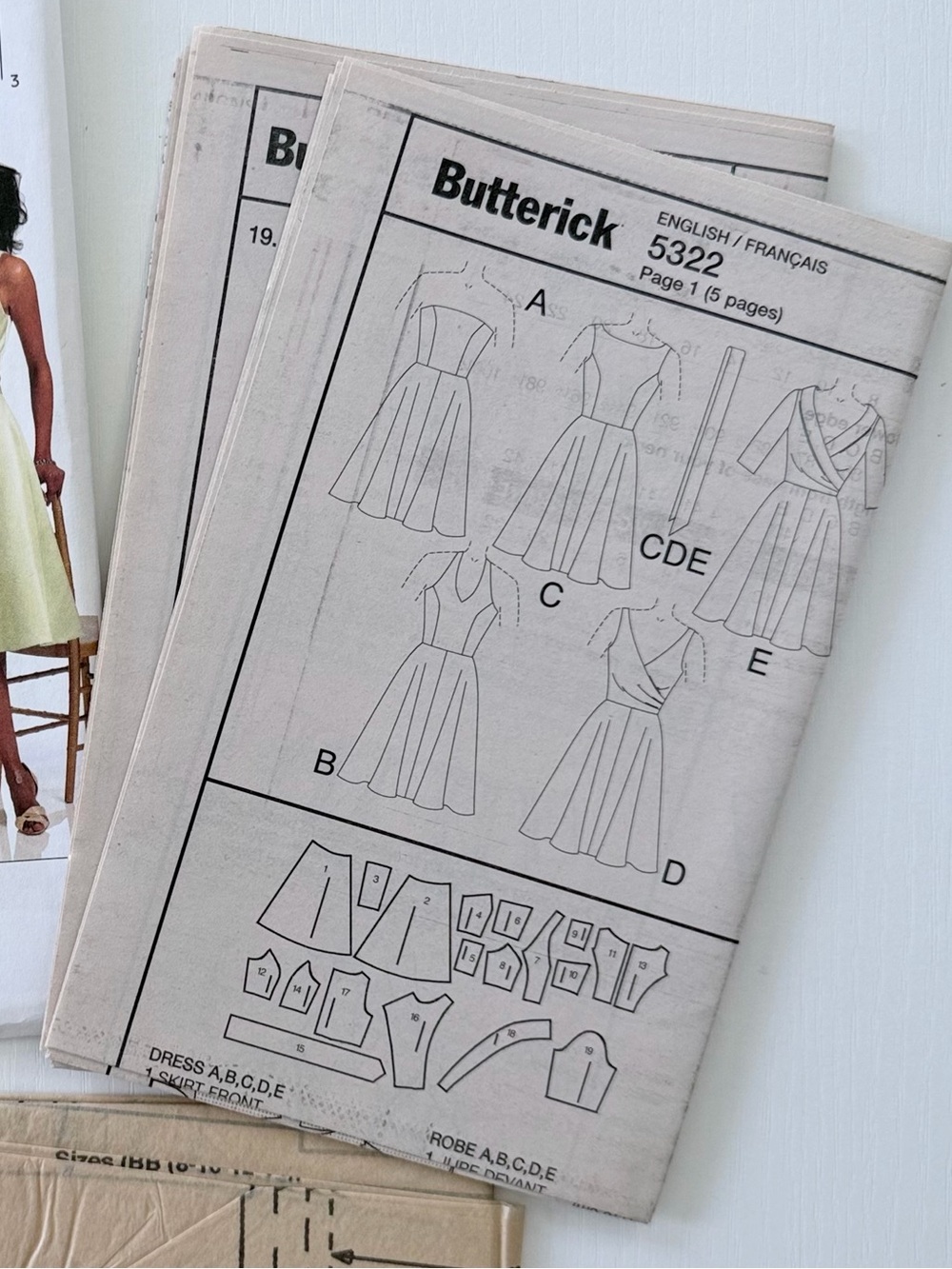 Uncut Butterick Fit n flair Dress neckline & sleeve variations Pattern sz 8-14 - Picture 2 of 16
